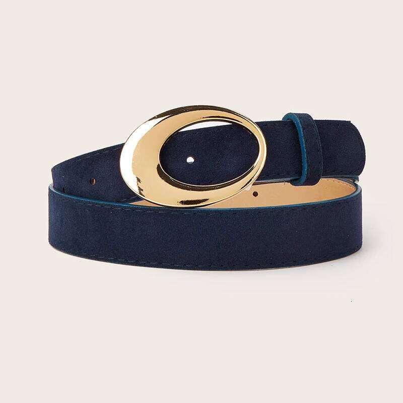 Simple Fashion Oval Golden Buckle Suede Leather 2.8cm Width Women Belt For Jeans Luxury Designer Dress Coat Brown Waistband Y260225