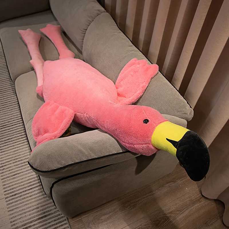 180cm Big Pink Ins Flamingo Doll Stuffed Toy Soft Big Pillow Girl Heart-shaped Rag Bed Leg Kawaii Birthday Christmas Gift X260225