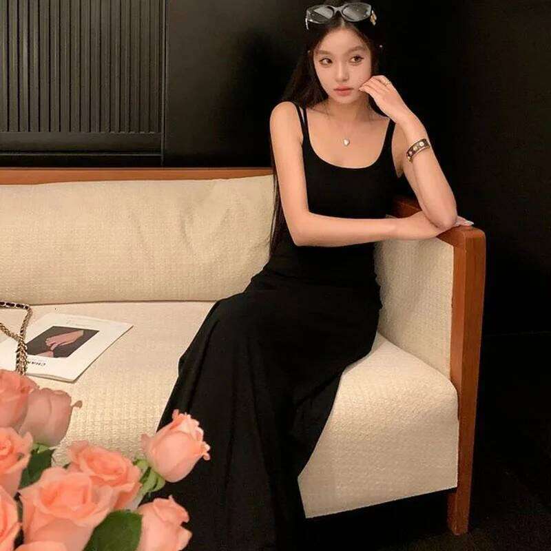 Women's Spaghetti Strap Elegant Black Off Shoulder Bodycon Maxi Dress Woman Sexy Outfits Party Club Birthday Dresses XJ260225