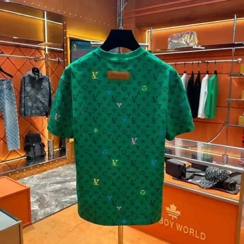 T-Shirt, All-Over Retro Monogram Print, High-Count Breathable Combed Cotton Loose Straight Fit for Casual Luxury StyleT260225