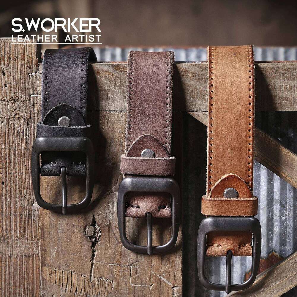 Genuine Cowhide Belt,Italian Thickened Leather With Gift Box,Retro Versatile Men's Denim Belt,Ideal Choice For Gif Y260225