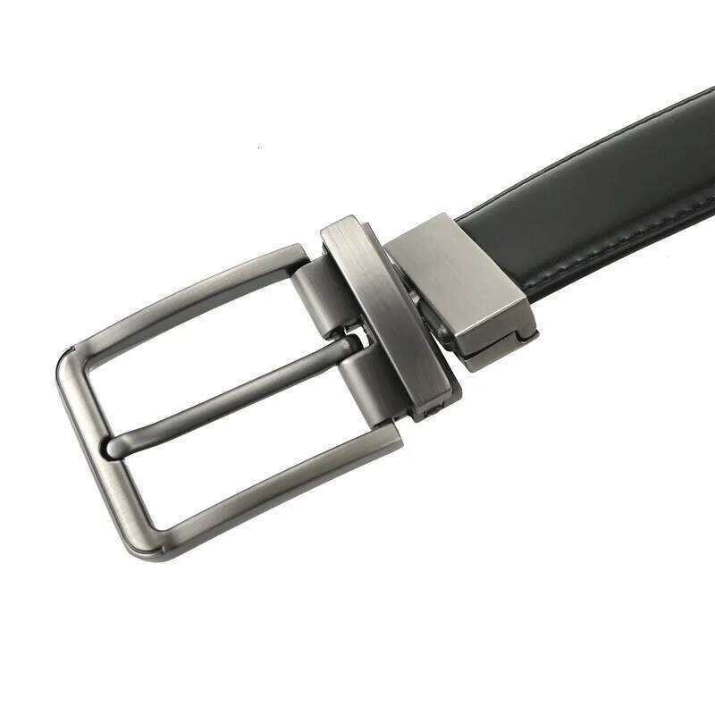 Genuine Leather Double sided belt Men Laser engraving Luxury Strap Male Belt New Fashion Retro pin buckle High Quality Y260225