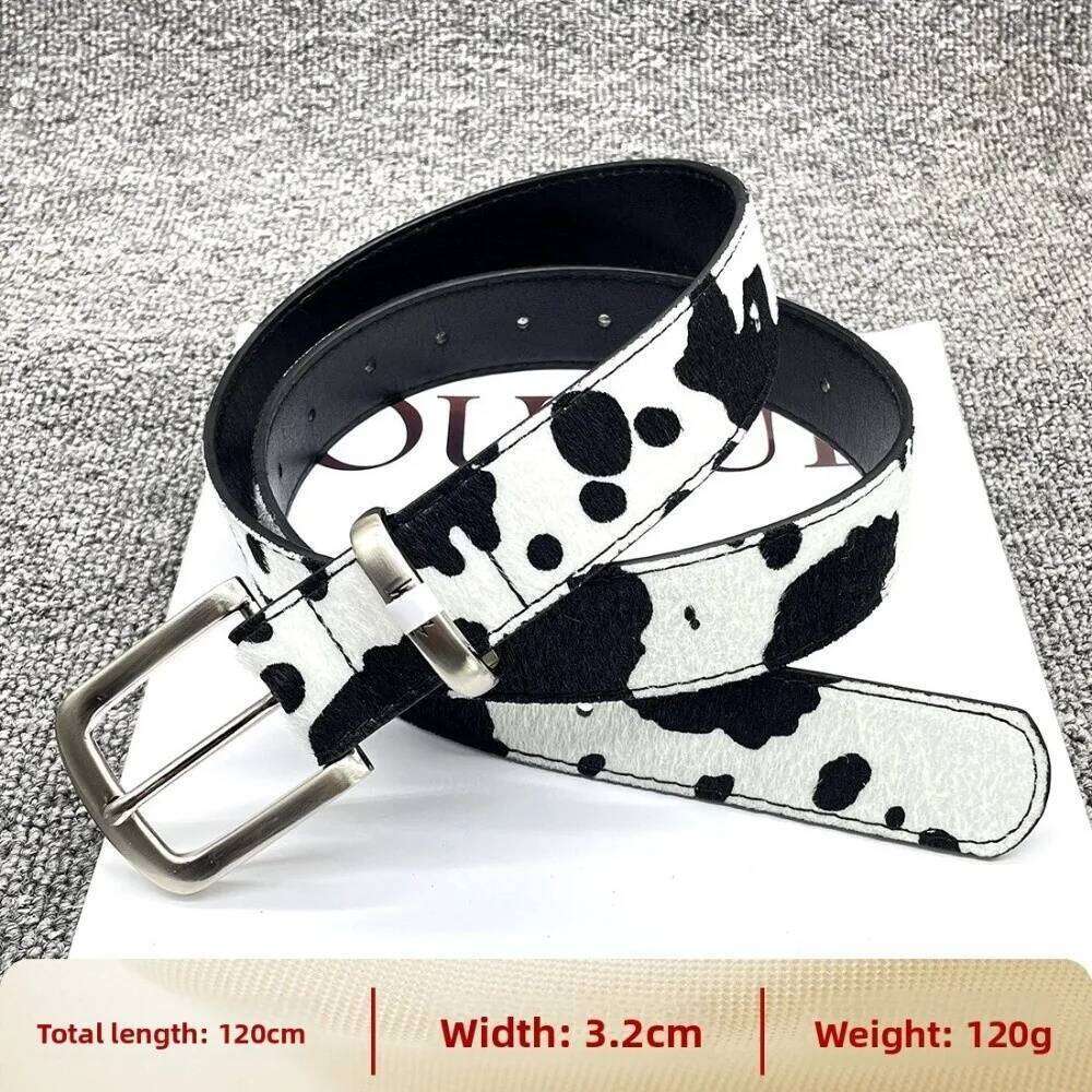 New Stu Style Cow Horse Hair Waist Belt Metal PU leather Pin Buckle Waistband Versatile Accessory Casual Trouser Dress Belts Y260225