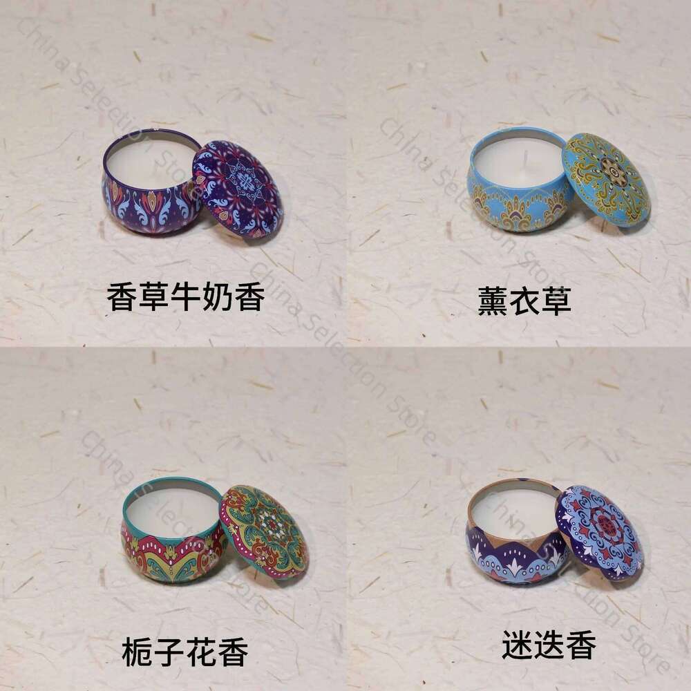 Tinplate scented candles premium household bedroom ornaments home fragrance ethnic style wedding gift manufacturers wholesale H260225