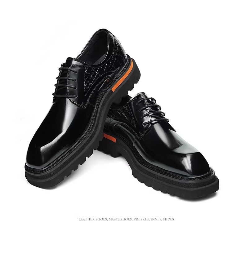 Elegant Male Dress Shoe Collection Featuring Durable Real Skin Material and Stylish Squared-Toe Profile - view 8