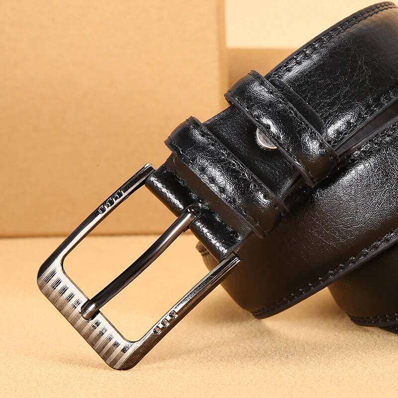 Authentic Luxury Men's Leather Jeans women and Belt with pin bkucle Durable Stitching fashion Business belts for men Y260225