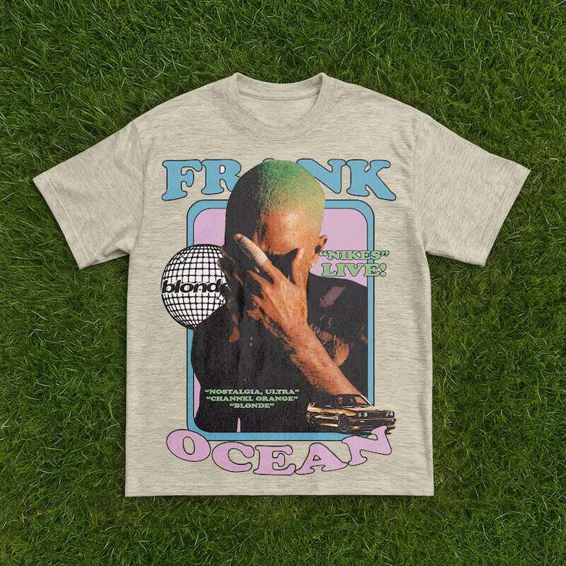 Rapper Frank Retro Graphic T Shirt Men's Hip Hop Ocean Album Clothing T-Shirts Y2k Unisex Blond Fashion Oversized Cotton T-shirt C260225