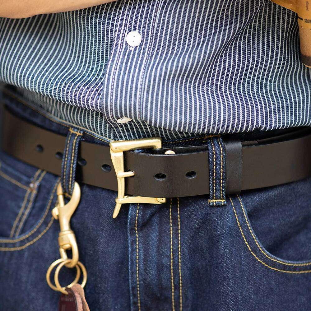 Maden Vintage Handmade First-Layer Cowhide Automatic Buckle Brass Quick-release Belt for Men's Daily Y260225