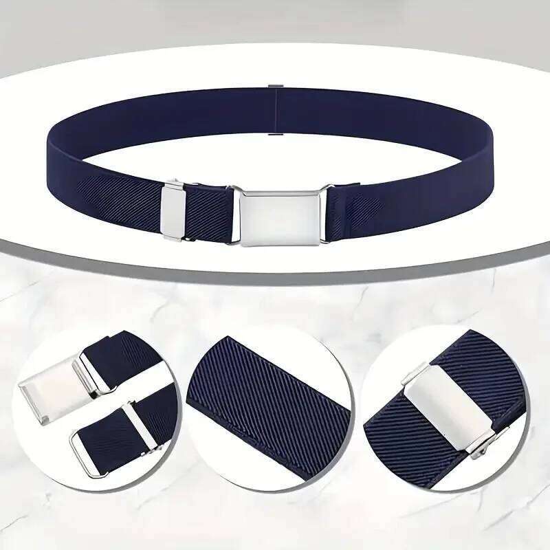 Customized Name Elastic Waist Belt Boys & Girls Solid Color Square Buckle Waistband Perfect for Casual Attire, Holiday Gifts Y260225