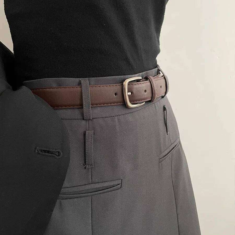 2.8x108cm PU Leather for Women Vintage Summer Silver Buckle Korean Female Jeans Coat Dress Waistband Mens Waist Belt Y260225