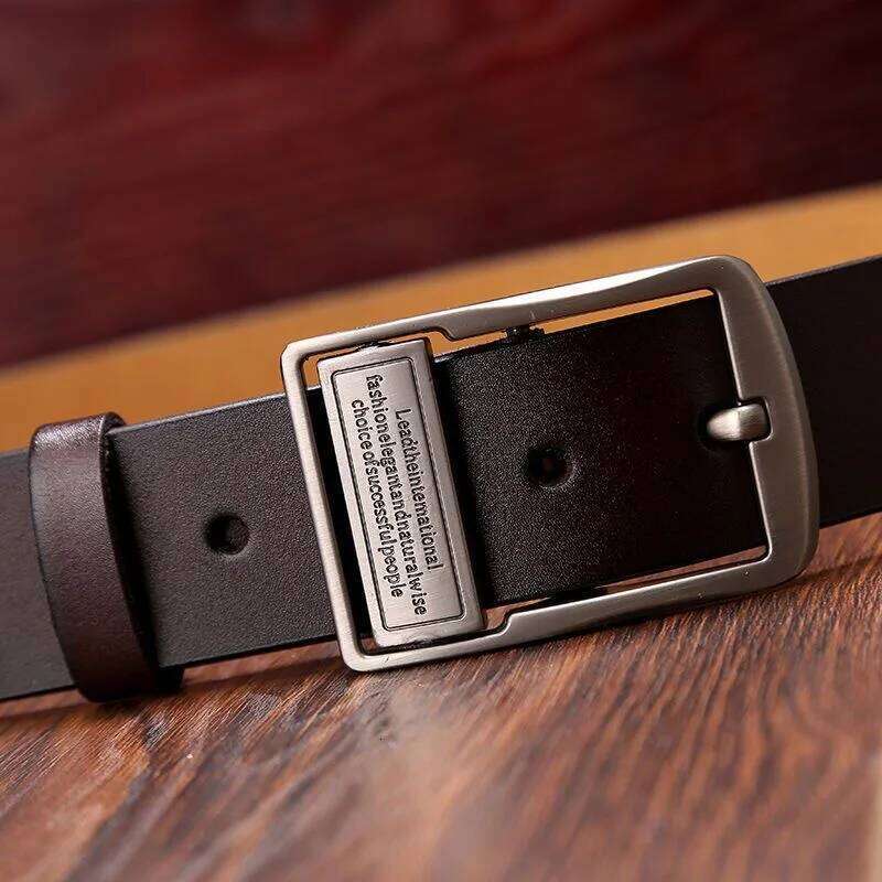 New leather retro fashionable metal alloy needle buckle adult luxury brand jeans business casual waist men's belt Y260225