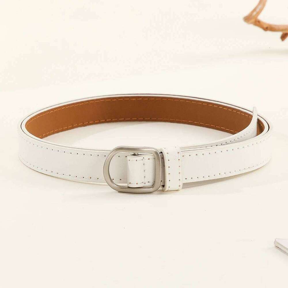 Lazy Casual Simple Perforated Women'S Paired With Jeans Men'S Pu Leather Belt Y260225