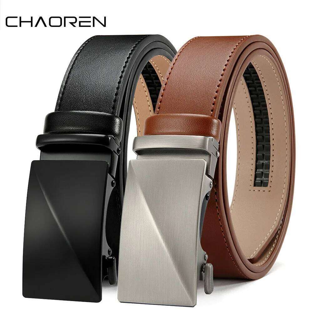 CHAOREN Brand Leather 115cm-135cm Automatic Belt with Ratchet Strap Top Quality Luxury Belts for Men Y260225