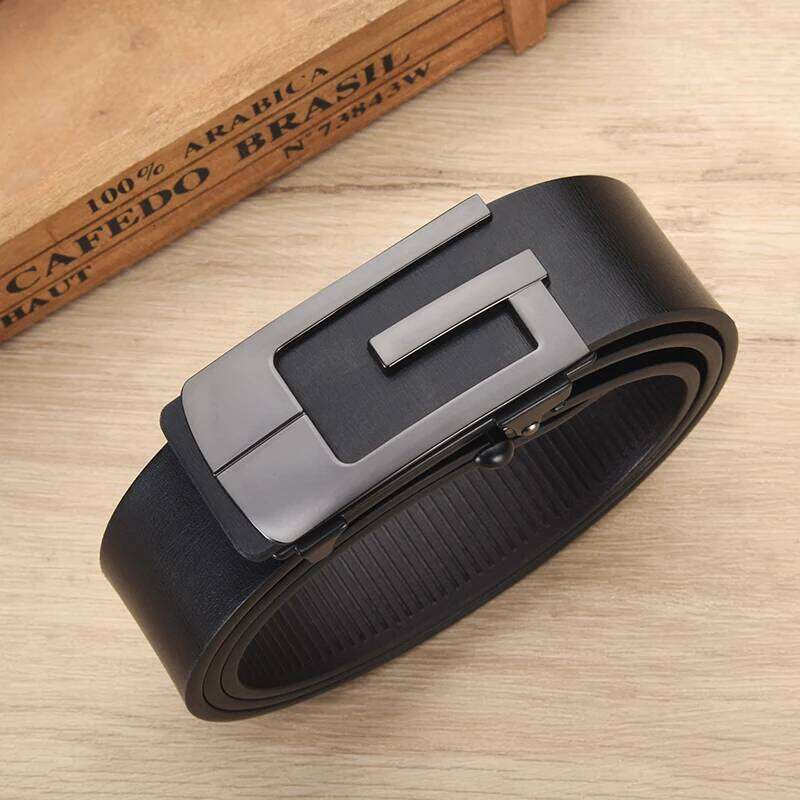 Fashionable and Simple G-shaped Metal Automatic Buckle High Quality Men's business Belt Suitable For Formal Occasions Y260225