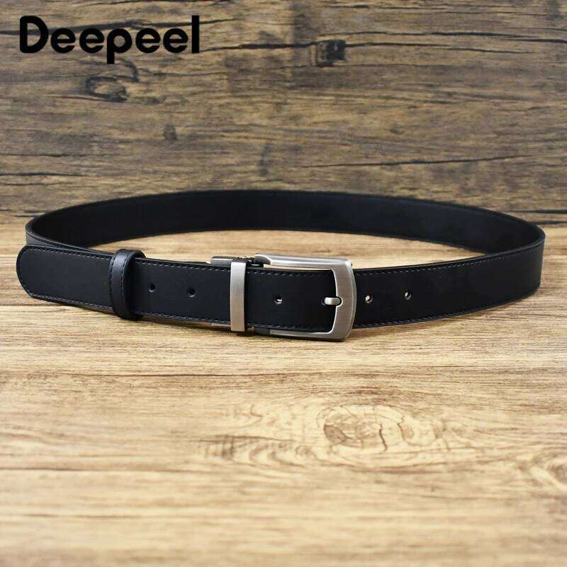 20-38mm Black Cowskin Belt Men No Buckle Belts Strip High Quality Business Waitband Pants Waist Strap Leather Craft Accessories Y260225