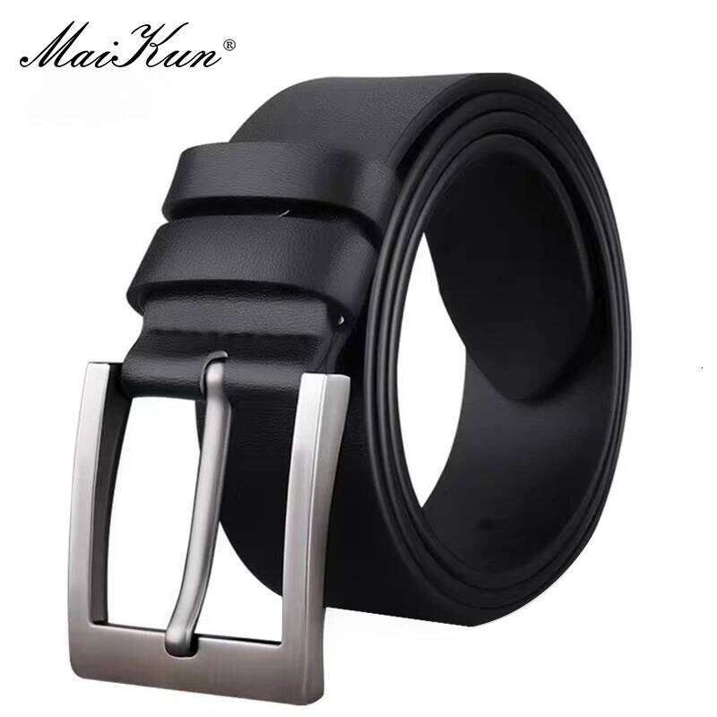 MaiKun Men's Genuine Leather Classic Black Fashion Waistband Alloy Pin Buckle Belt For Casual And Formal Wear Y260225