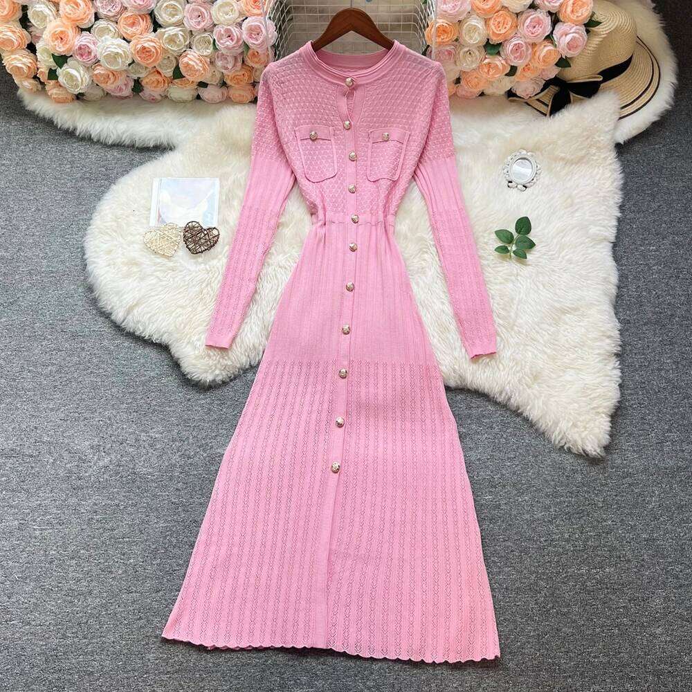 YuooMuoo Women 2025 New Autumn Winter Fashion Long Sleeve Single-breasted A-line Maxi Dress Elegant Office Lady Vestidos XJ260225