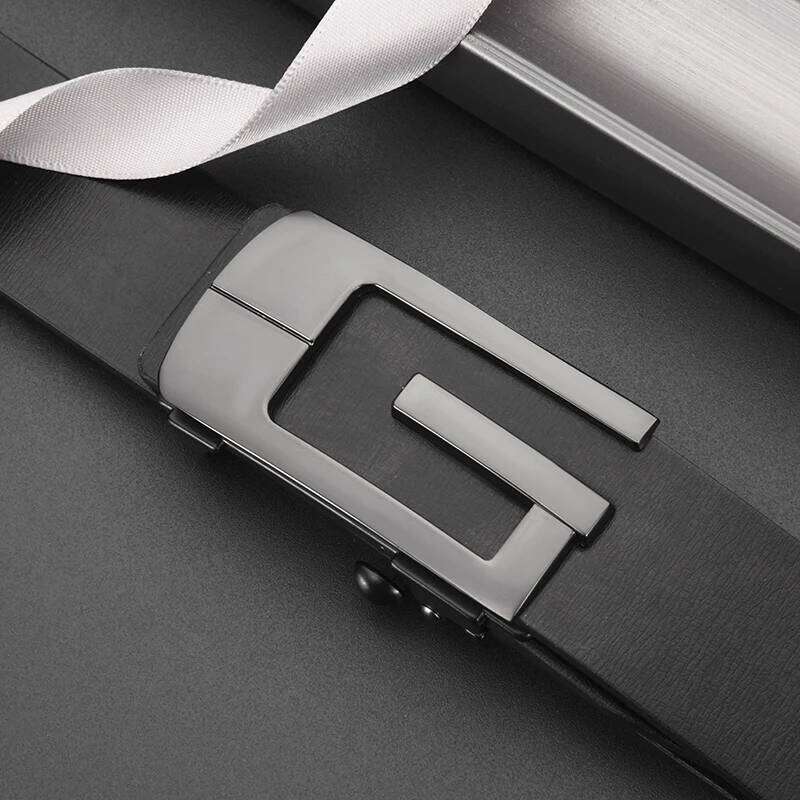 Fashionable and Simple G-shaped Metal Automatic Buckle High Quality Men's business Belt Suitable For Formal Occasions Y260225