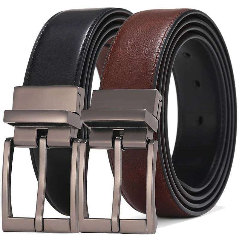 Business Luxury Brand Belts Men Metal Pin Leather Belt Reversible Buckle Brown Black Strap for Jeans and Pants HQ110 Y260225