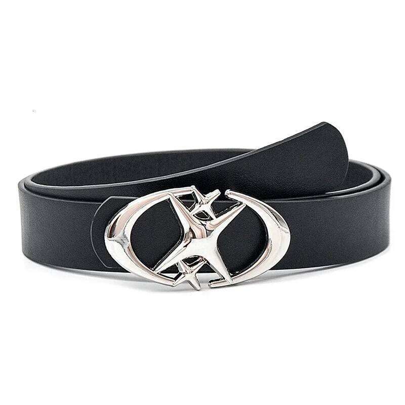 Men's Punk Star Buckle Design Cross Metal Vintage Gothic Men Women Y2K Pu Leather Belt Pants Jeans Neutral Belts Y260225