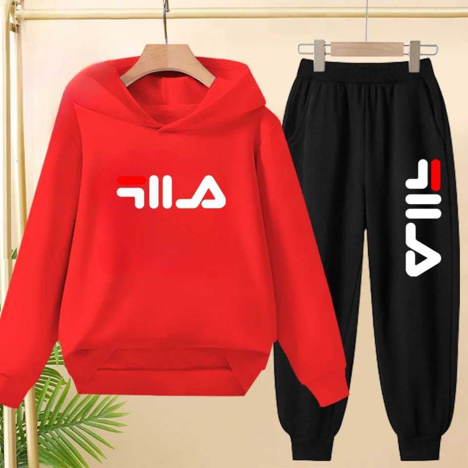 Casual Kids' Tracksuit Set - Black Hooded Top & Cuffed Joggers with Vertical Print for School & HomeT260225