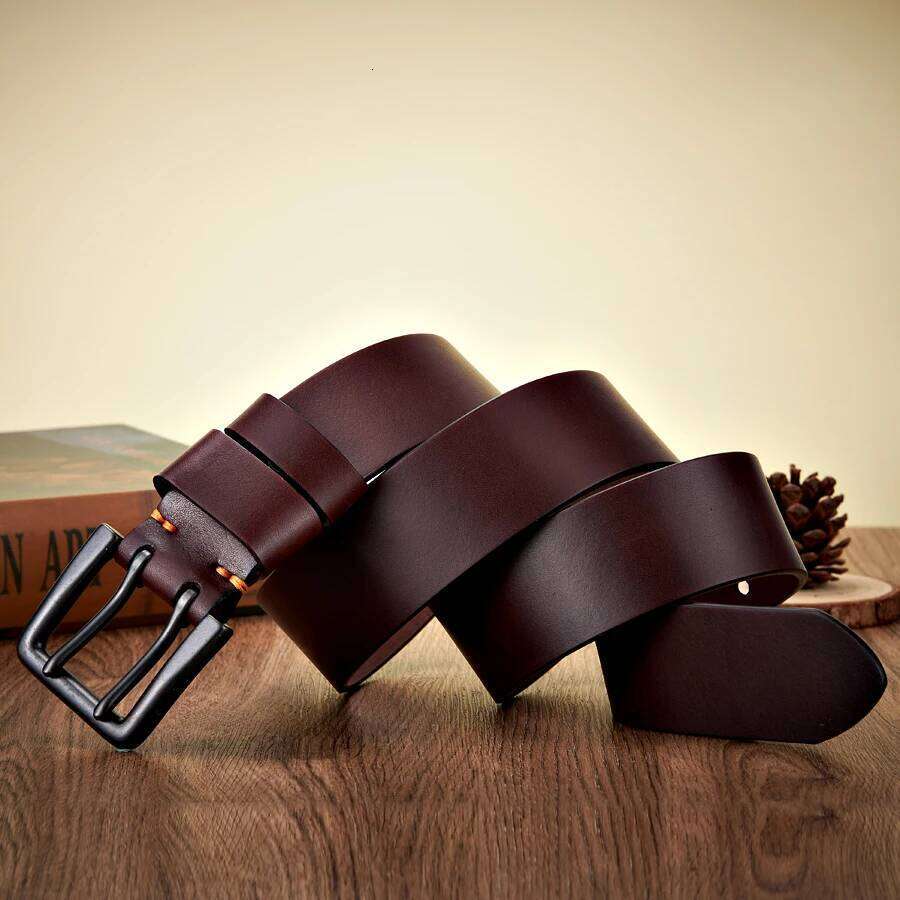 4.3cm Wide Thick Real Cowskin Genuine Leather For Men High Quality Casual Male Belt Double Pin Buckle Cowboy Business Strap Y260225