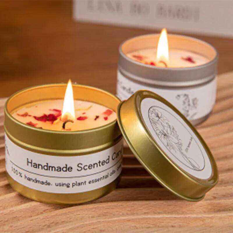Dried Flower Tin Candle Set - Wedding Favors With Crystal Stone Aromatherapy -Christmas Gift Scented Candles For Hotels & Events H260225