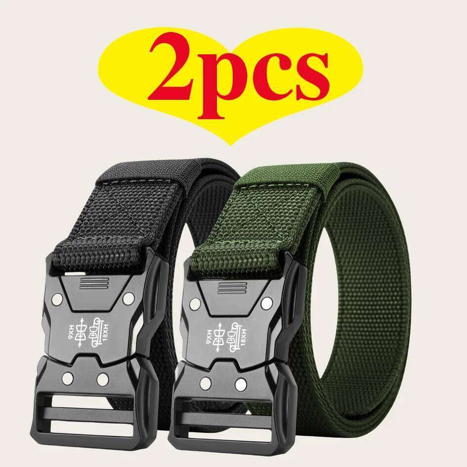Two pieces of men's outdoor sports training fashionable and versatile trend belt, quick release symmetrical buckle belt Y260225