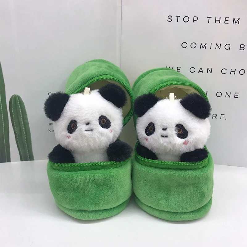 Plush Panda Bamboo Tube Keychain Cartoon Panda Doll And Bamboo Tube Keyrings Pendants Lovely Panda Doll Key Chain Hanging H260225