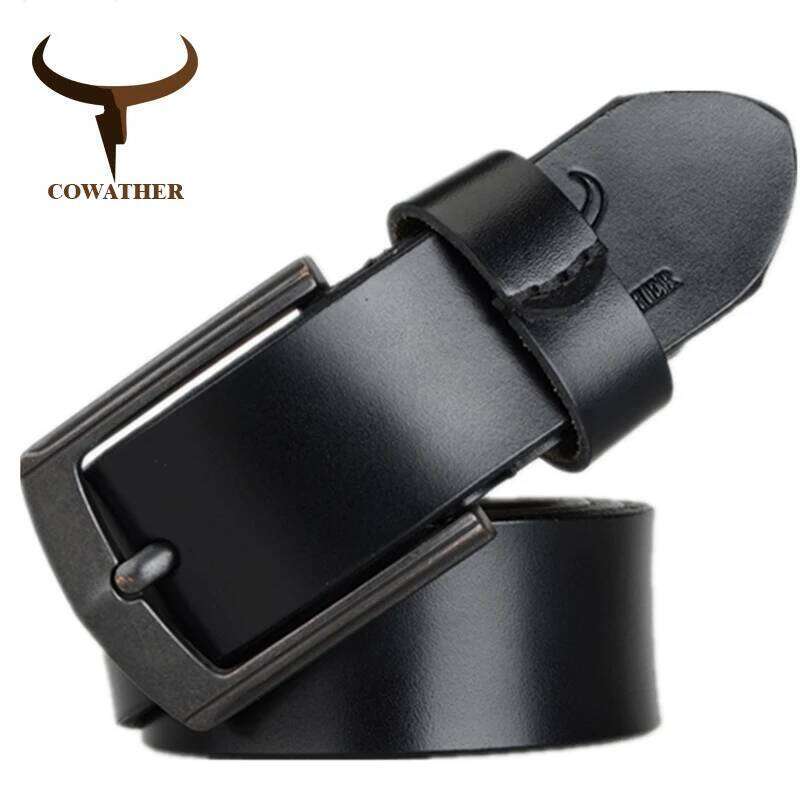 COWATHER new cow genuine leather mens belt for men high quality vintage style 100-130cm male strap ceinture homme Y260225