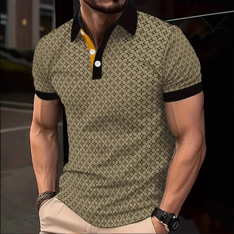 New Style Male Classic Polo Casual Short Sleeved Round Neck D Printed Lapel Shirt For Outdoor Sports And Clothing Apparel Fashion Tops