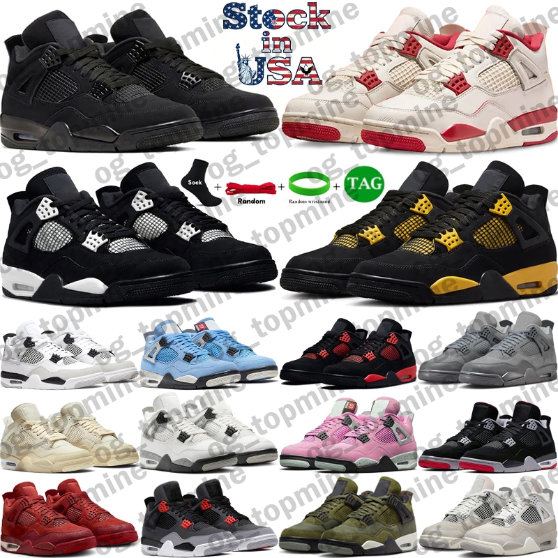Designer 4 Basketball Shoes Mens Women 4s Sneaker shoes4 Military Black Cat 2025 Pine Green Seafoam White Cement Red Thunder Unc Bred Medium Olive Sail Trainers