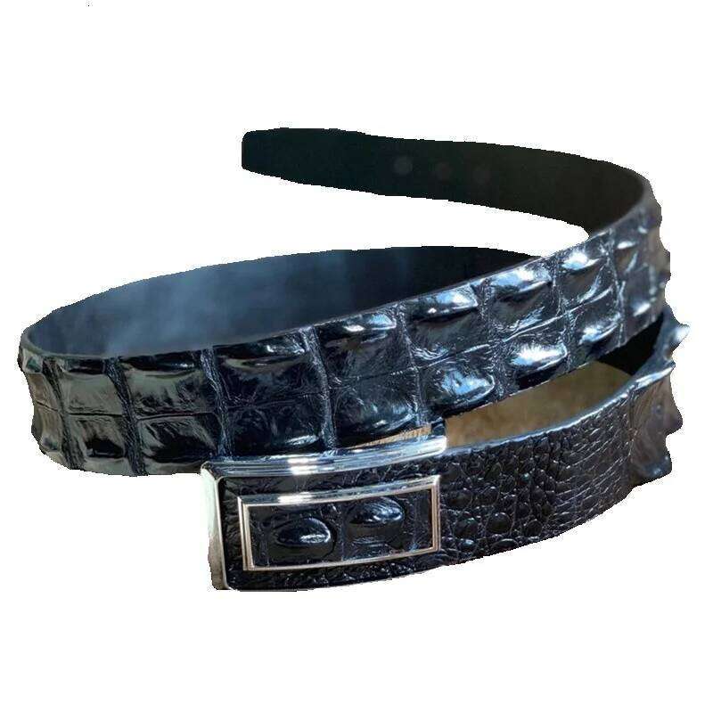Fashion Stylish Authentic Crocodile Skin Smooth Buckle Men Belt For Suits Genuine Real Alligator Leather Male Waist Strap Y260225