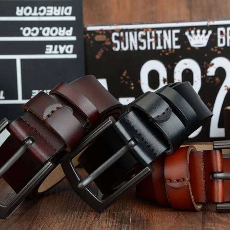 COWATHER new cow genuine leather mens belt for men high quality vintage style 100-130cm male strap ceinture homme Y260225