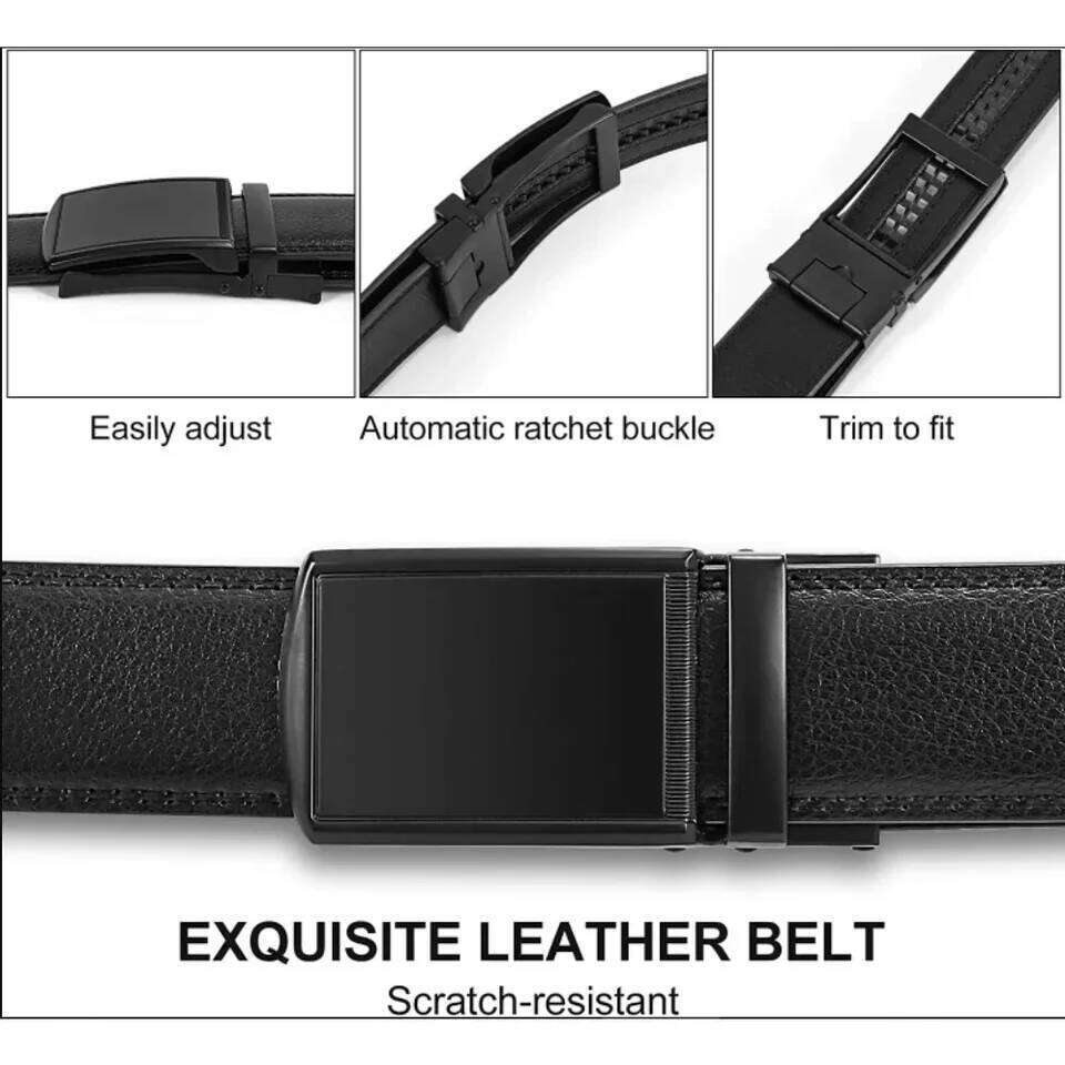 New Mens Genuine Leather Luxury of Men Male Metal Automatic Buckle Designer High Quality Waist Belt Black Y260225