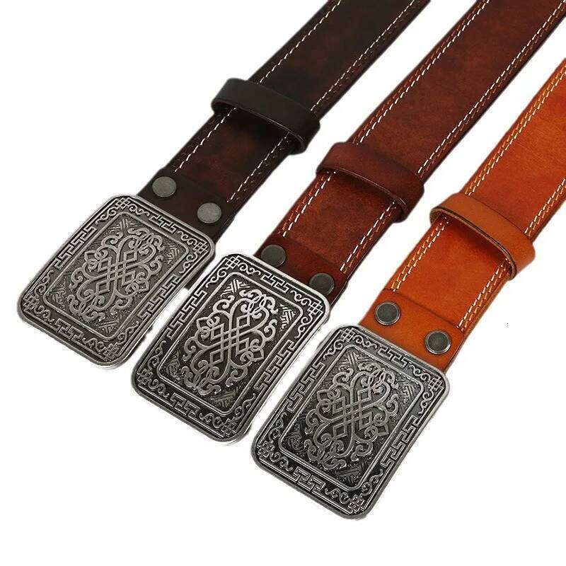 3.8cm Metal Retro Belt Luxury Designers Men 100% Top Grain Cow Genuine Leather Cintos Masculinos Male Women Strap Waist Y260225