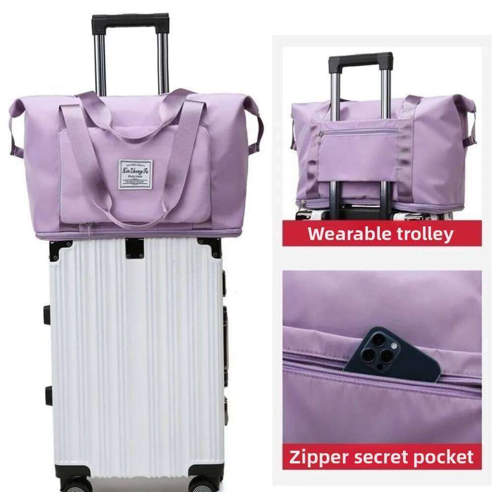 Oxford Cloth Foldable Large Capacity Tote Double Layer Design Adjustable Strap Gym Bag Short Distance Travel Y260225