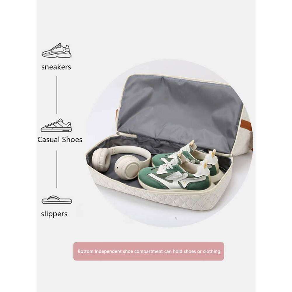 Nylon Travel Duffle with Shoe Compartment, Large Capacity Argyle Pattern Casual Weekender Overnight Gym Storage Bag Y260225