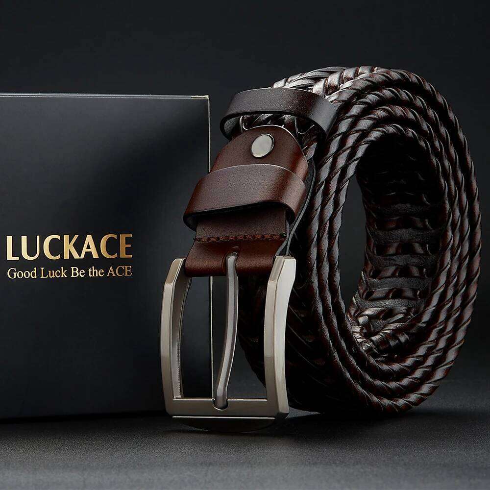 LUCKACE Genuine Leather Casual Men's Trendy Golf Belts Knitted Belt With Alloy Buckle Best Gift Choice for Boyfriend/Husban Y260225