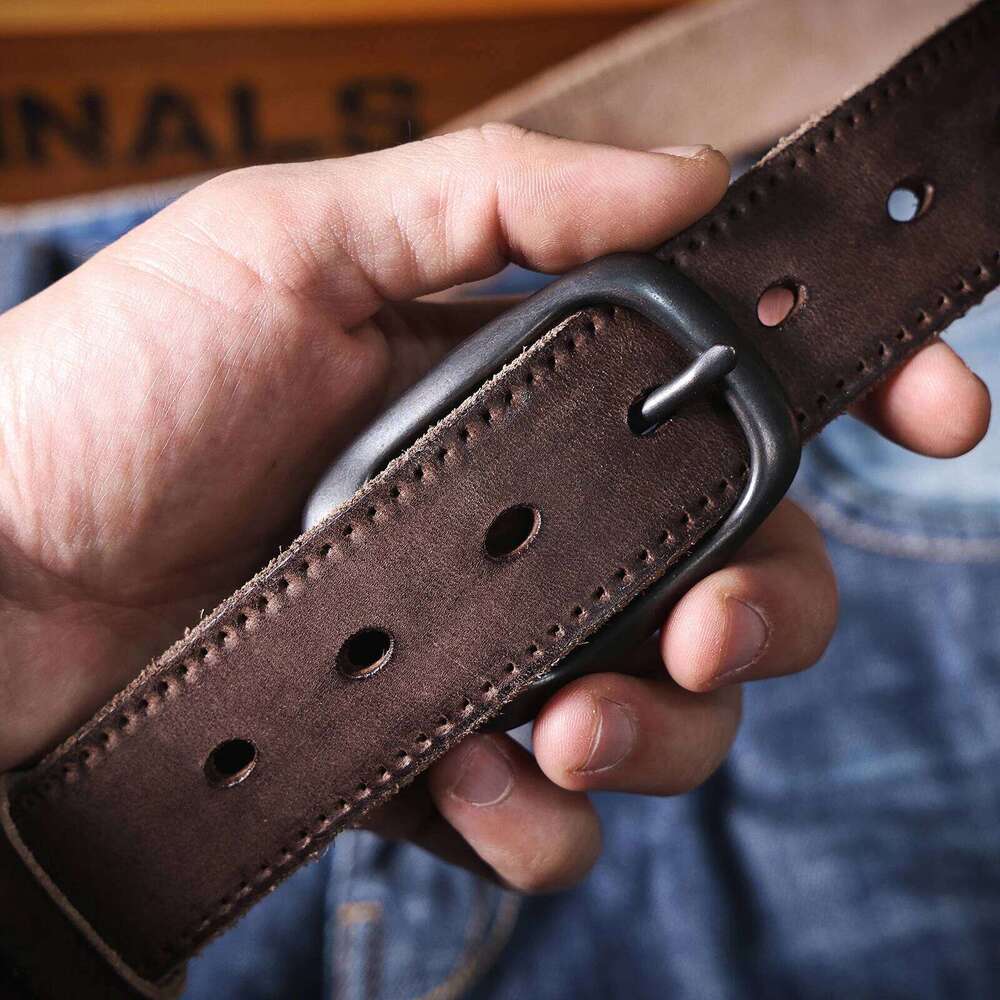 Genuine Cowhide Belt,Italian Thickened Leather With Gift Box,Retro Versatile Men's Denim Belt,Ideal Choice For Gif Y260225