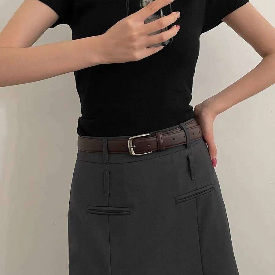 2.8x108cm PU Leather for Women Vintage Summer Silver Buckle Korean Female Jeans Coat Dress Waistband Mens Waist Belt Y260225