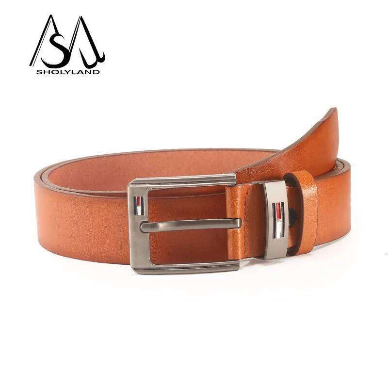 Fashion Korean men's fashion faux leather young pin buckle belt luxury designer Black Brown chain men Y260225