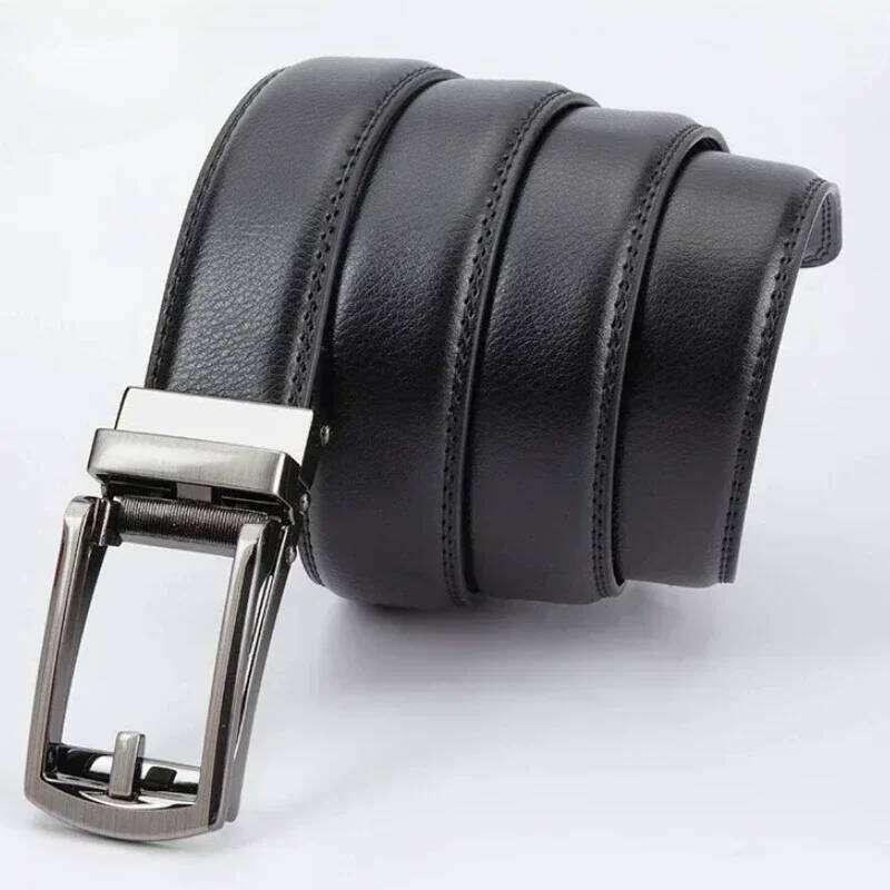 2025 Leather Men's Women's 3.5cm Click Belt with High Quality Alloy Automatic Buckle Unisex Classic Business Belts for Jeans Y260225
