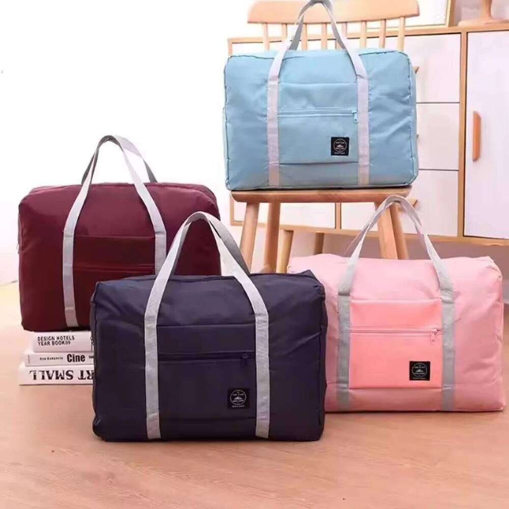 1pc-Solid Color Waterproof Folding Travel Lightweight and Large Capacity Luggage Storage Bag Y260225