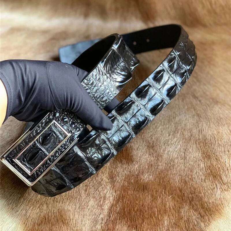Fashion Stylish Authentic Crocodile Skin Smooth Buckle Men Belt For Suits Genuine Real Alligator Leather Male Waist Strap Y260225