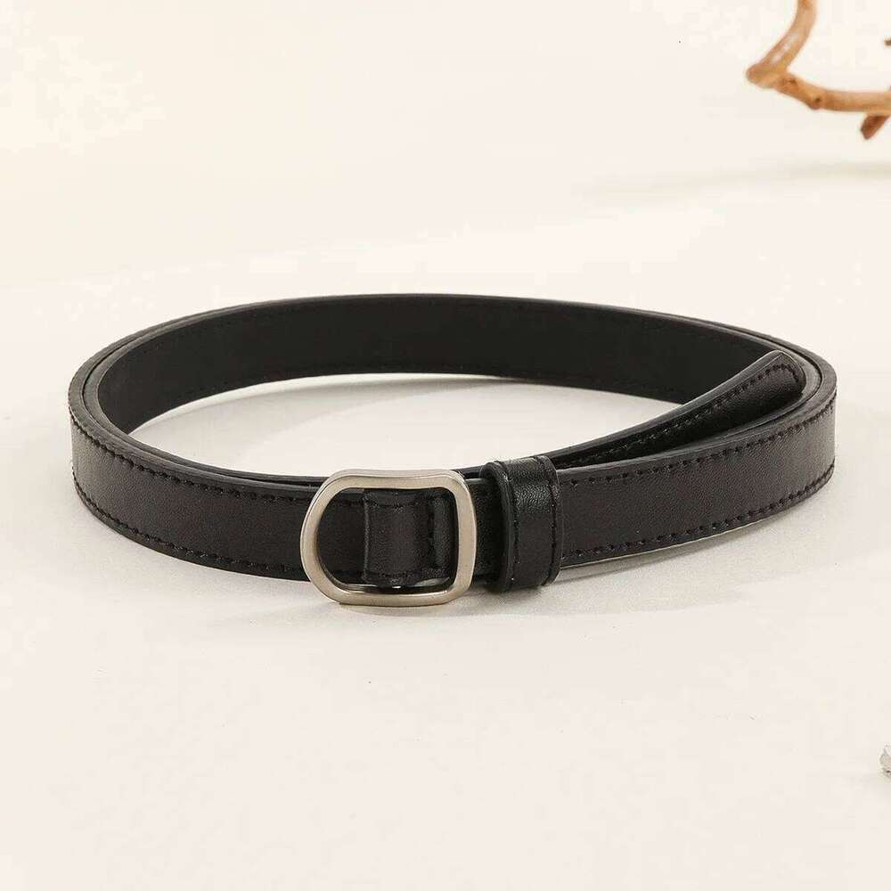 Lazy Casual Simple Perforated Women'S Paired With Jeans Men'S Pu Leather Belt Y260225