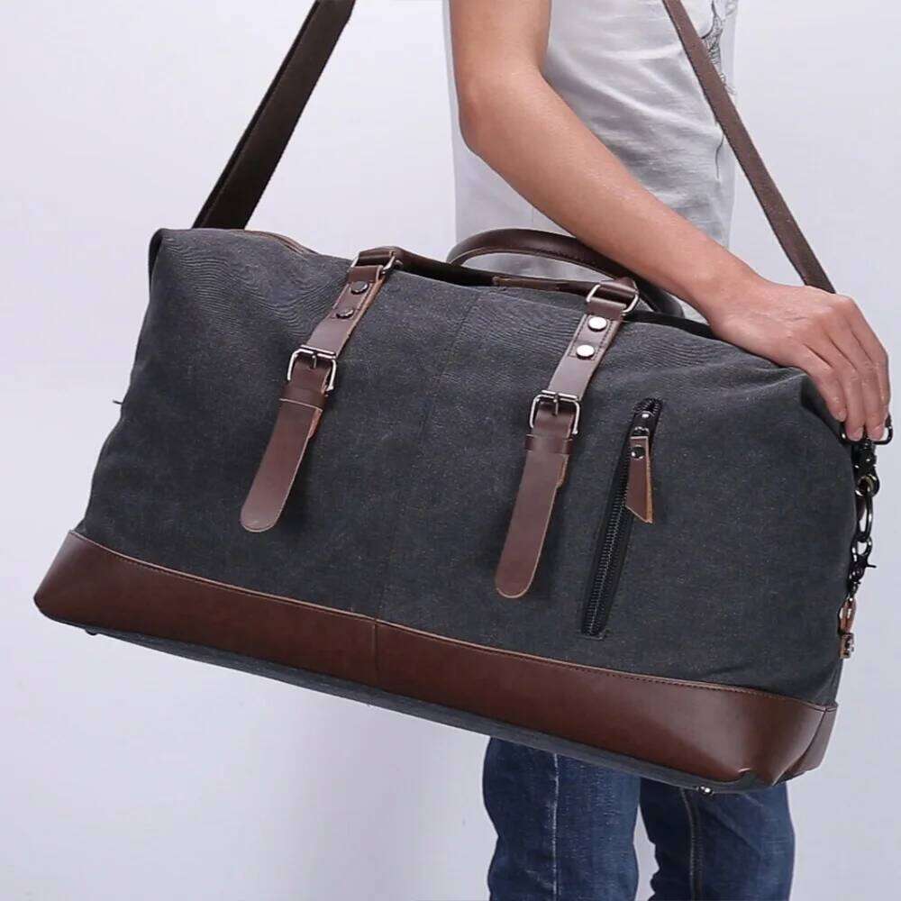 Original Canvas Leather Carry on Luggage Men Duffel Bags Travel Tote Large Weekend Bag Overnight Y260225