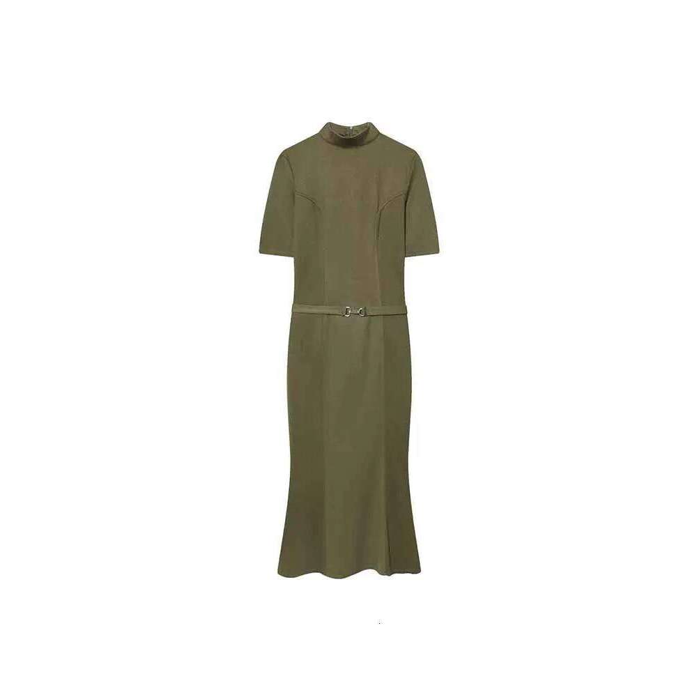 European and American style winter new fashion trendy simple women's slim-fit short-sleeved soft fabric dress with belt XJ260225