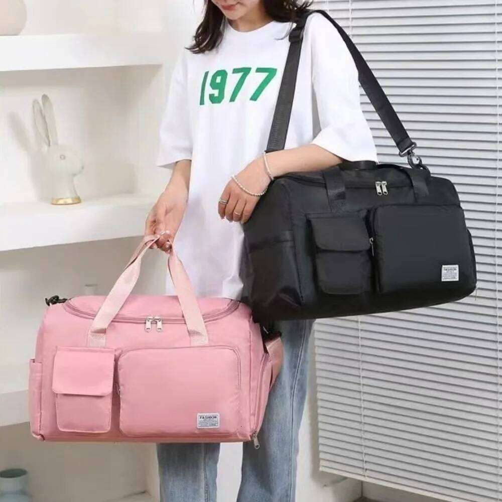 Zipper Oxford Travel Luggage Sturdy Foldable Nylon Duffle Bag Multi Layered Solid Color Large Capacity Handbag Sports Y260225