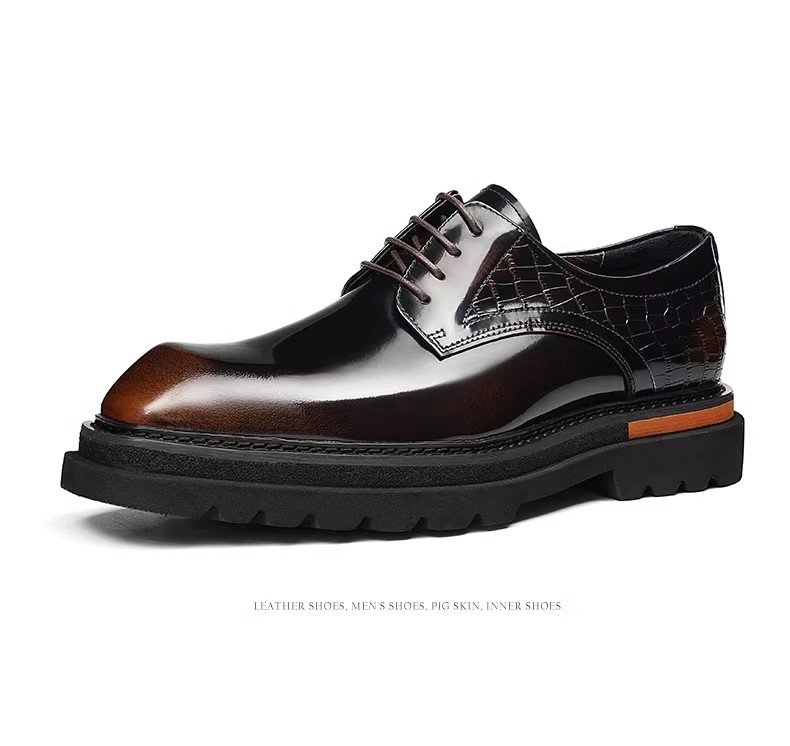 Elegant Male Dress Shoe Collection Featuring Durable Real Skin Material and Stylish Squared-Toe Profile - view 3